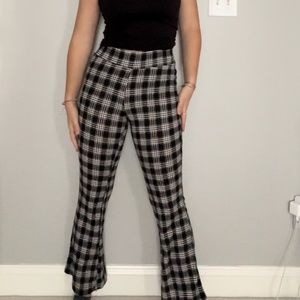 Tight Flare Leg Plaid Pants